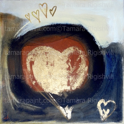  Abstract Golden Heart Using black Circle, Love Symbol, by Tamara Rigishvili