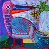  Little grape thief, Some birds are masters of crime. These sneaky species steal food, Magpies do not steal trinkets and are positively scared of shiny objects, according to new research, The study appears to refute the myth of the “thieving magpie”, which pervades European folklore, original oil painting by artist Tamara Rigishvili abstract, modern, contemporary fine art