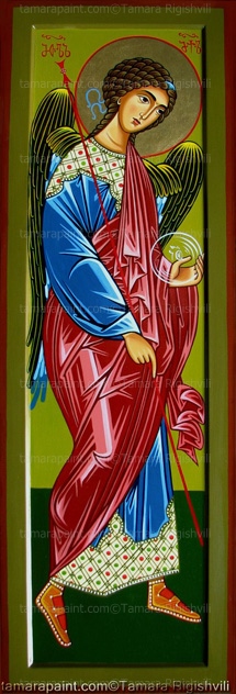 Icon for Iconostasys, Archangel Michael from the Iconostasys left door, Saint Michael the Archangel,by Icon Painter Tamara Rigishvili