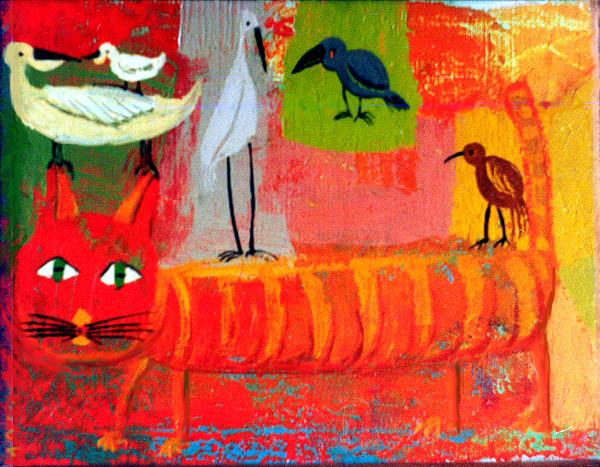 Cat Dream, original oil painting by artist Tamara (  abstract, modern, contemporary fine art)