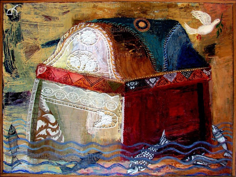 Noah's Ark. original oil painting by artist Tamara (  abstract, modern, contemporary fine art)