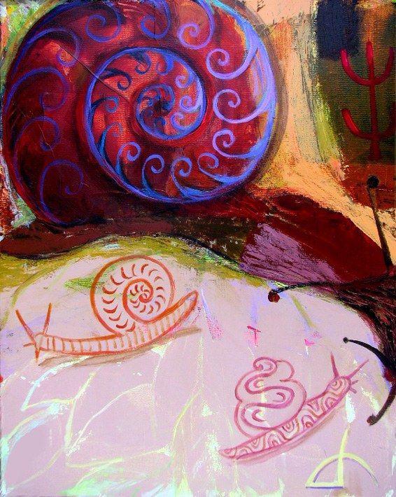 Snails,original oil painting by artist Tamara Rigishvili (  abstract, modern, contemporary fine art)
