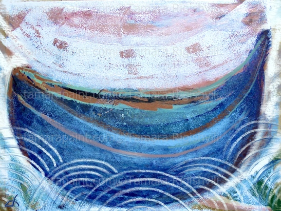 Blue Boat highest level boat representing the University of Oxford or Cambridge, Universities' annual rowing races, Abstract Art by Tamara Rigishvili
