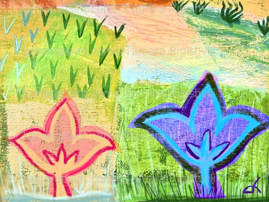  Abstract Flower Field,  colorful flowers painting, by Tamara Rigishvili