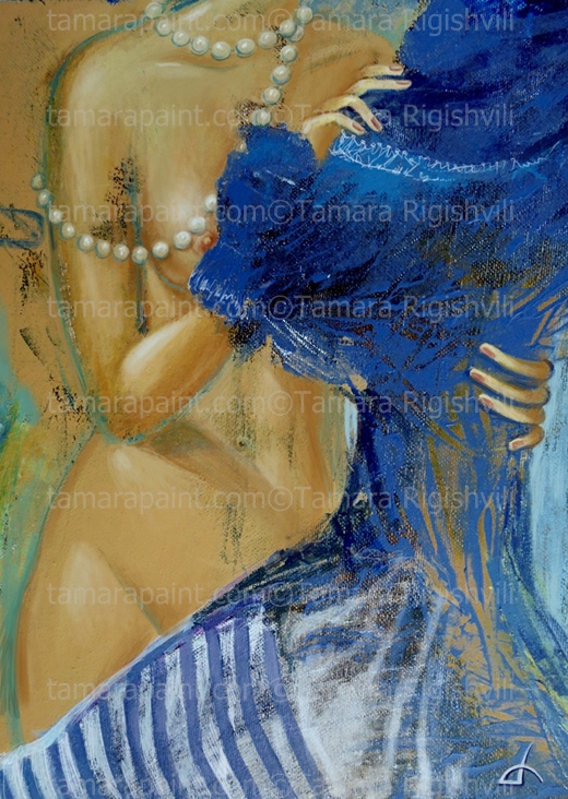 Artist Tamara Rigishvili abstract, modern, contemporary fine art, Evening Gowns Dressing up idea, evening dress fashion style for women,  Nude Torso, Evening party dress With a pearl beads