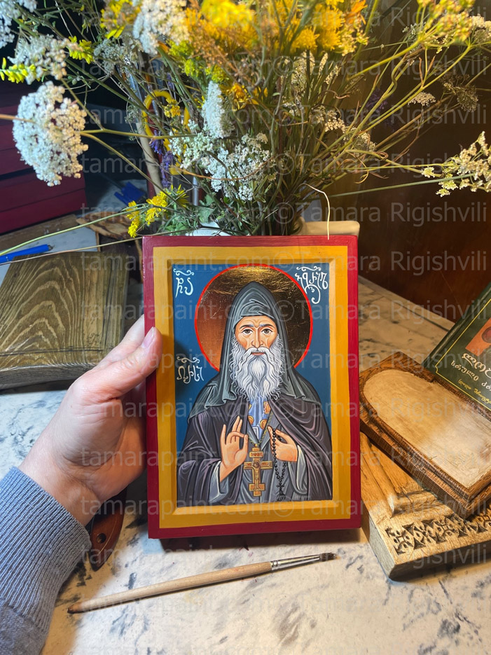 St Barbara, original icon painting by artist Tamara Rigishvili