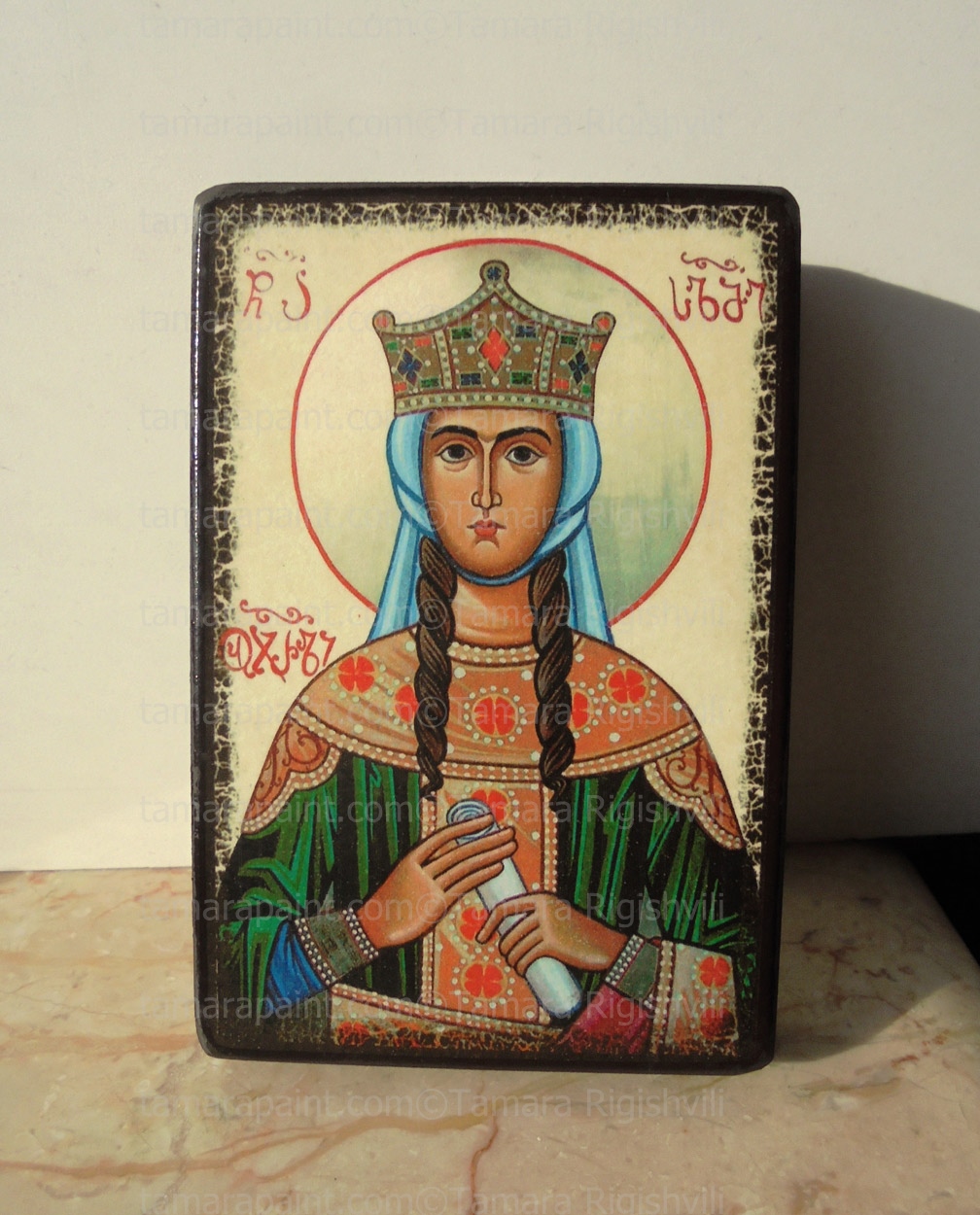 Saint Salomea wood print, Tamara Rigishvili, tamarasicons